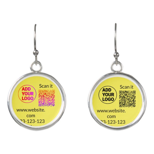 Simple minimal q r code add logo scan code name we earrings (Front)