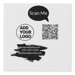 Simple minimal q r code add logo scan code name we faux canvas print