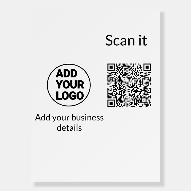Simple minimal q r code add logo scan code name we foam board (Front)