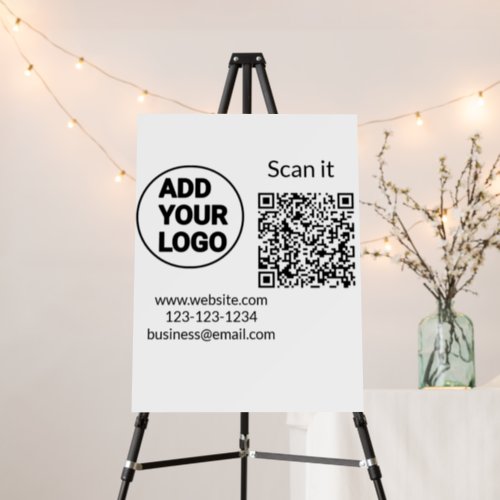 Simple minimal q r code add logo scan code name we foam board