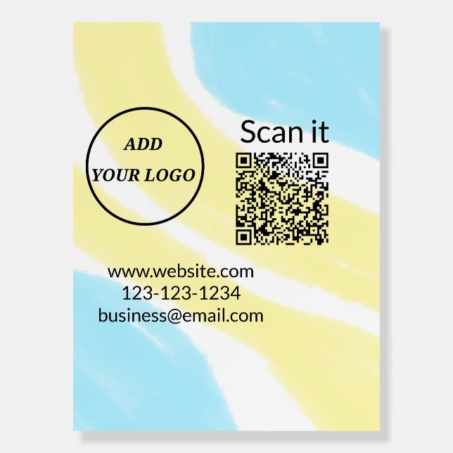 Simple minimal q r code add logo scan code name we foam board (Front)