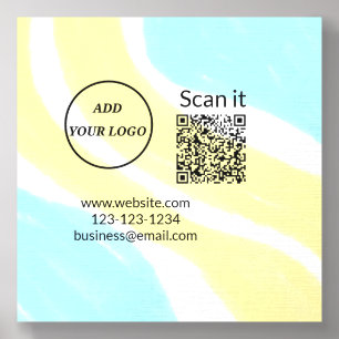 Simple minimal q r code add logo scan code name we foam core photo tile