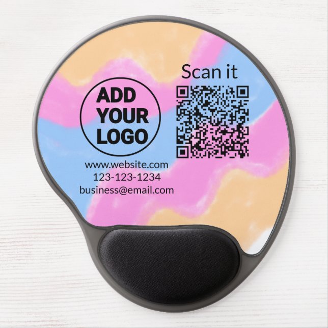 Simple minimal q r code add logo scan code name we gel mouse pad (Front)