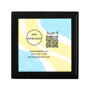 Simple minimal q r code add logo scan code name we gift box