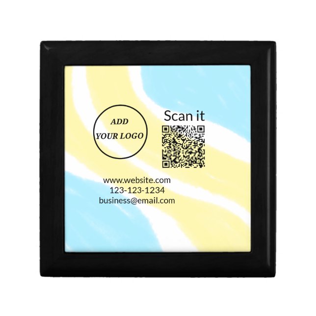Simple minimal q r code add logo scan code name we gift box (Front)
