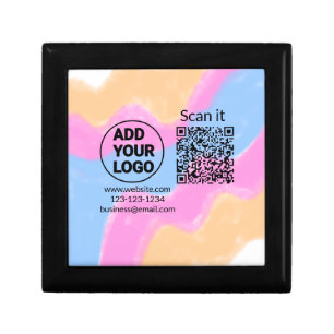 Simple minimal q r code add logo scan code name we gift box