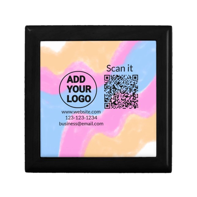 Simple minimal q r code add logo scan code name we gift box (Front)