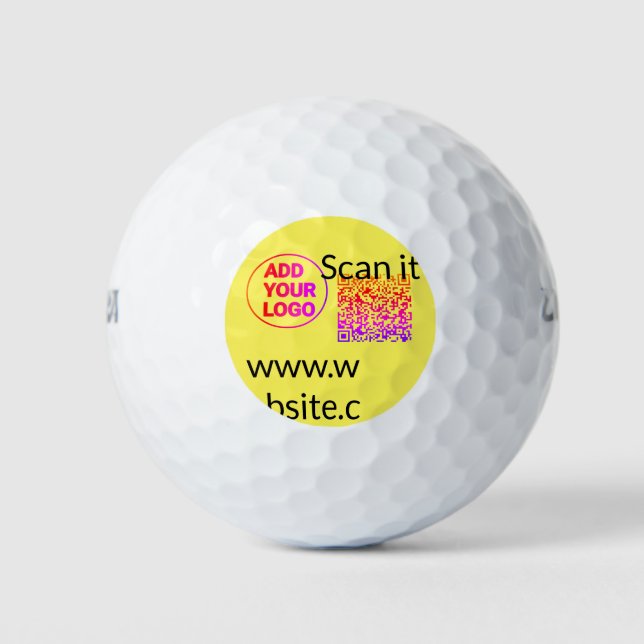 Simple minimal q r code add logo scan code name we golf balls (Front)