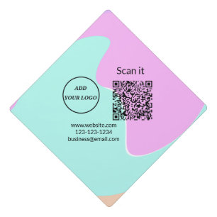 Simple minimal q r code add logo scan code name we graduation cap topper