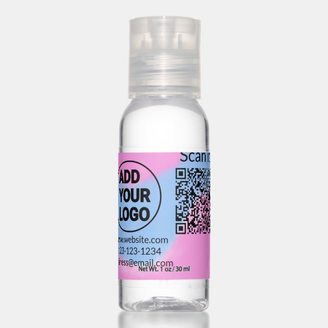 Simple minimal q r code add logo scan code name we hand sanitizer (Front)