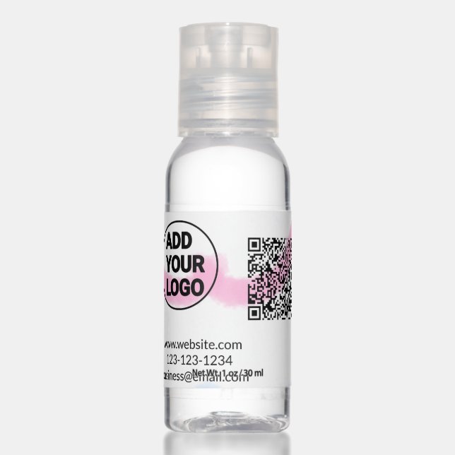Simple minimal q r code add logo scan code name we hand sanitizer (Front)