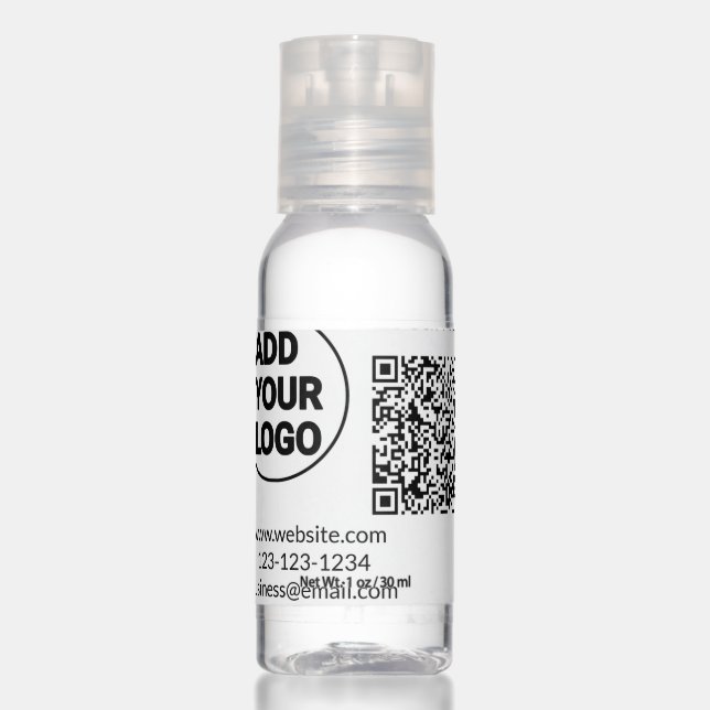 Simple minimal q r code add logo scan code name we hand sanitizer (Front)