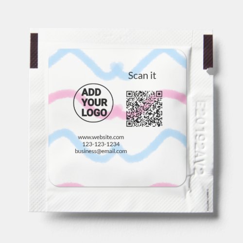 Simple minimal q r code add logo scan code name we hand sanitizer packet