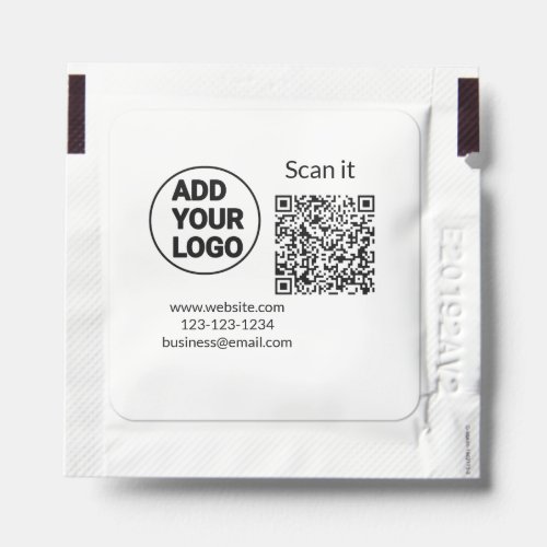 Simple minimal q r code add logo scan code name we hand sanitizer packet