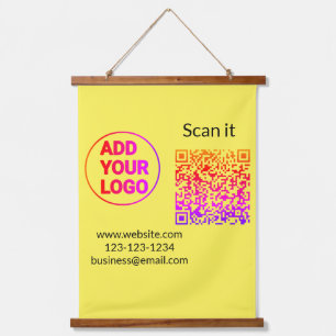 Simple minimal q r code add logo scan code name we hanging tapestry