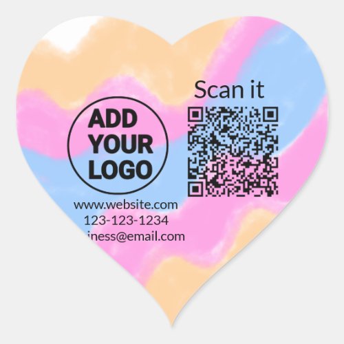 Simple minimal q r code add logo scan code name we heart sticker