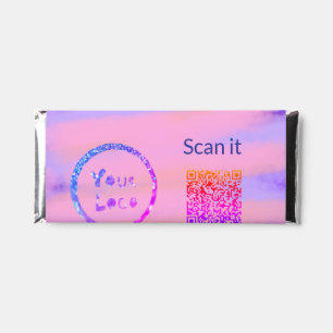 Simple minimal q r code add logo scan code name we hershey bar favors