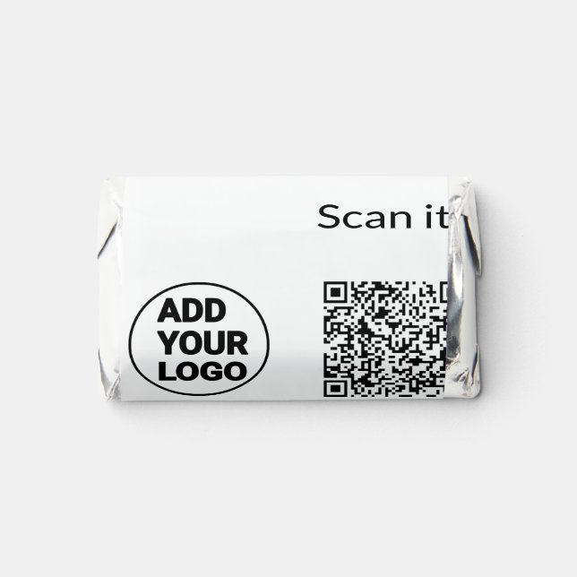 Simple minimal q r code add logo scan code name we hershey's miniatures (Front)
