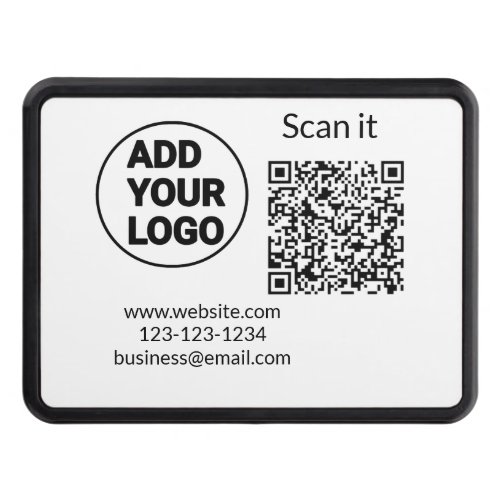Simple minimal q r code add logo scan code name we hitch cover