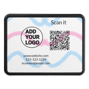 Simple minimal q r code add logo scan code name we hitch cover