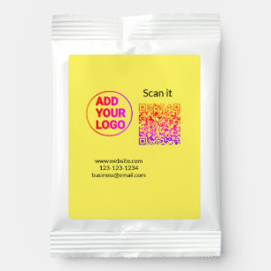 Simple minimal q r code add logo scan code name we hot chocolate drink mix