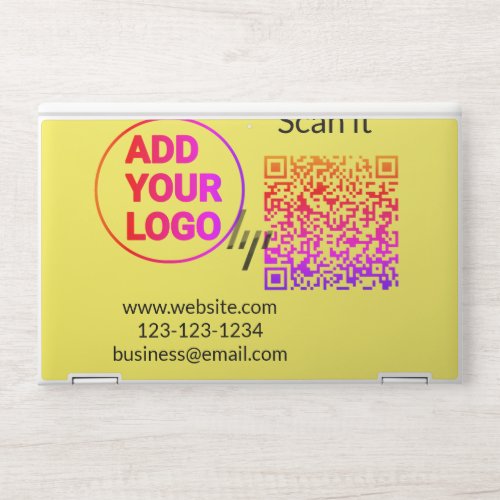 Simple minimal q r code add logo scan code name we HP laptop skin