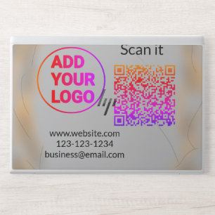 Simple minimal q r code add logo scan code name we HP laptop skin