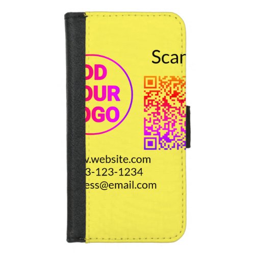 Simple minimal q r code add logo scan code name we iPhone 87 wallet case