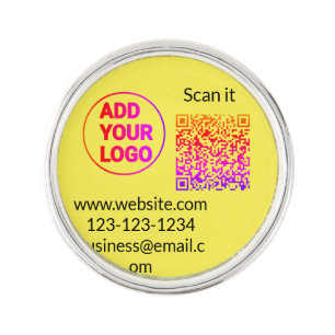 Simple minimal q r code add logo scan code name we lapel pin