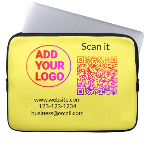 Simple minimal q r code add logo scan code name we laptop sleeve