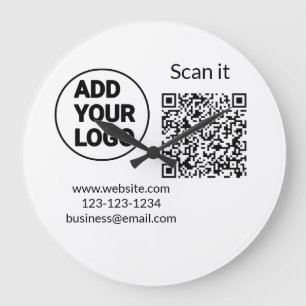 Simple minimal q r code add logo scan code name we large clock