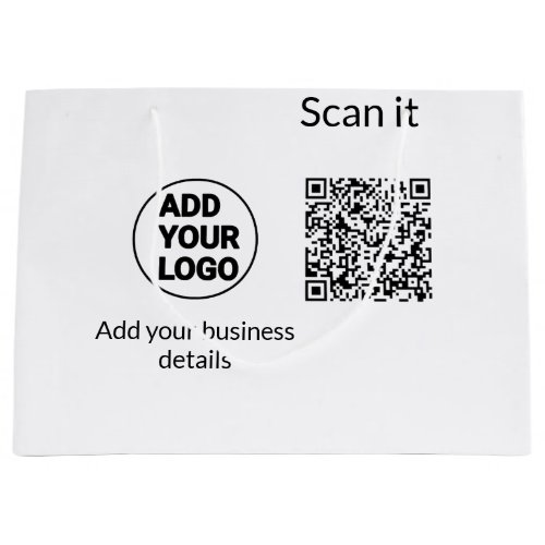 Simple minimal q r code add logo scan code name we large gift bag