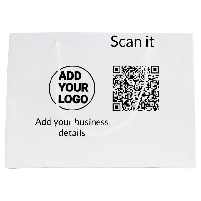 Simple minimal q r code add logo scan code name we large gift bag (Front)