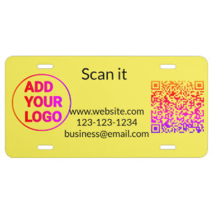 Simple minimal q r code add logo scan code name we license plate