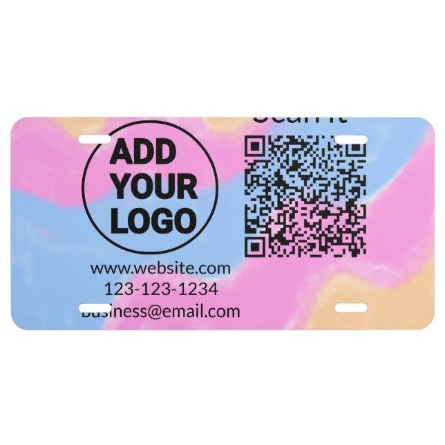 Simple minimal q r code add logo scan code name we license plate (Front)