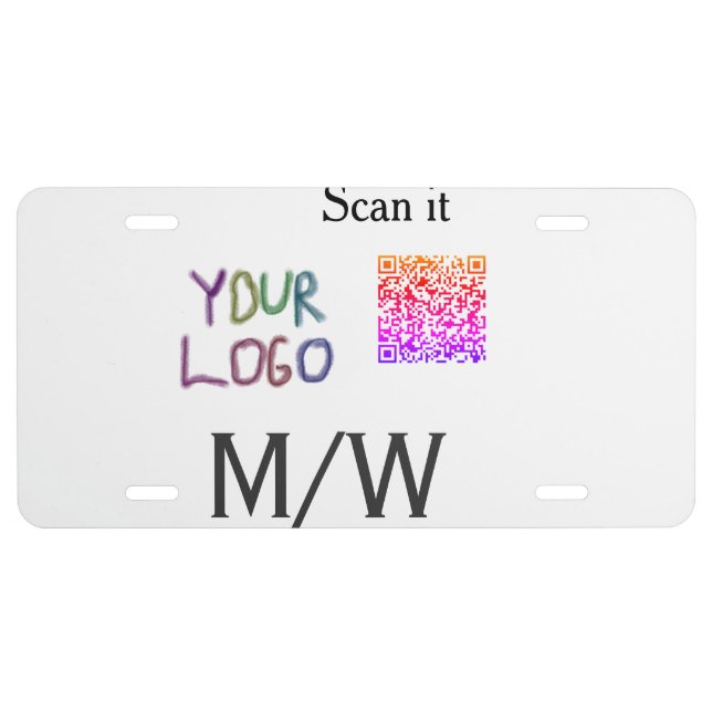 Simple minimal q r code add logo scan code name we license plate (Front)