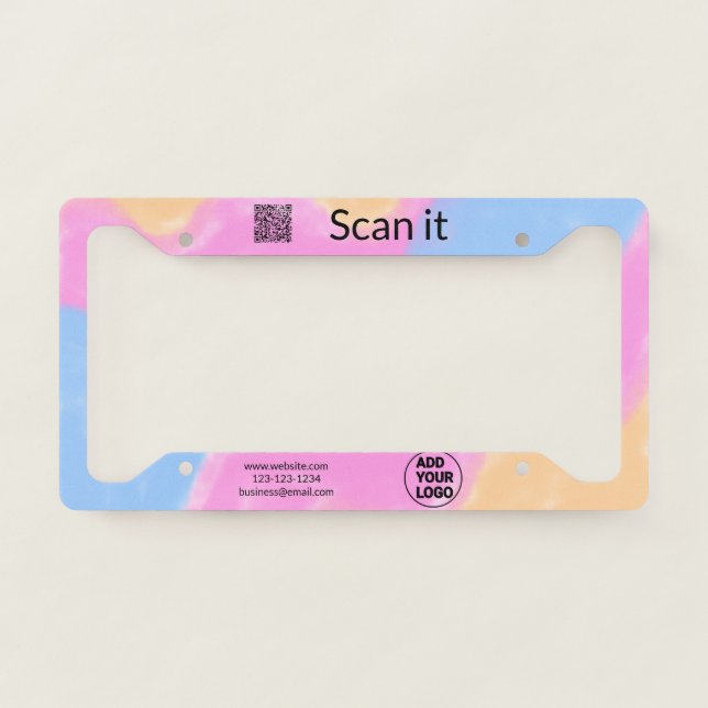 Simple minimal q r code add logo scan code name we license plate frame (Front)