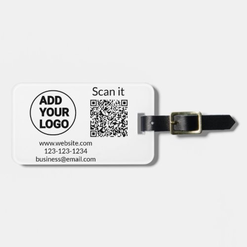 Simple minimal q r code add logo scan code name we luggage tag