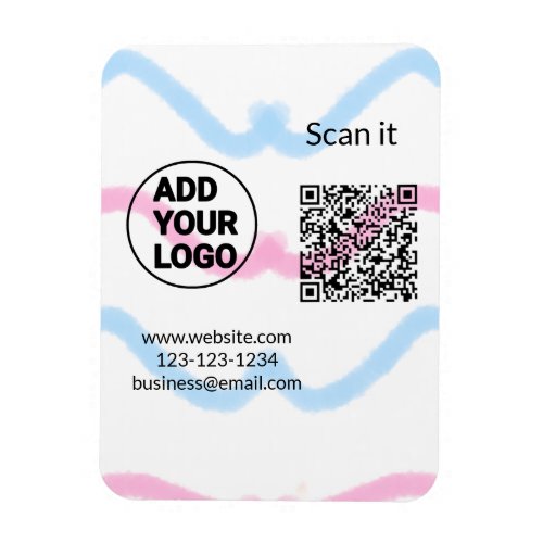 Simple minimal q r code add logo scan code name we magnet