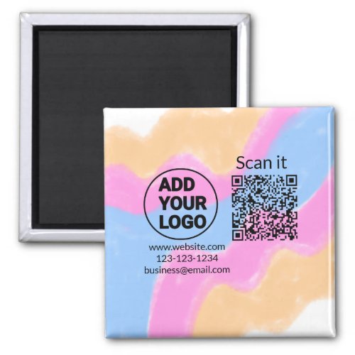 Simple minimal q r code add logo scan code name we magnet