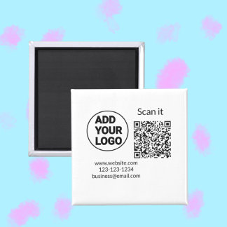 Simple minimal q r code add logo scan code name we magnet