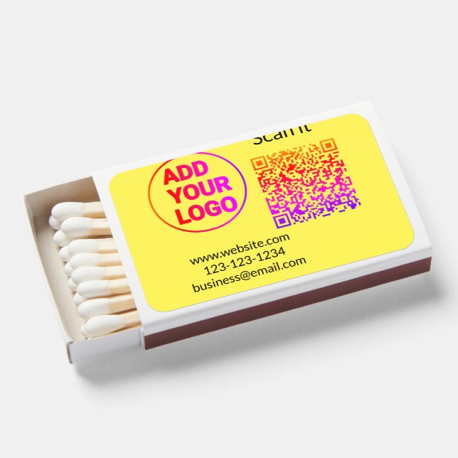 Simple minimal q r code add logo scan code name we matchboxes (Front Open)