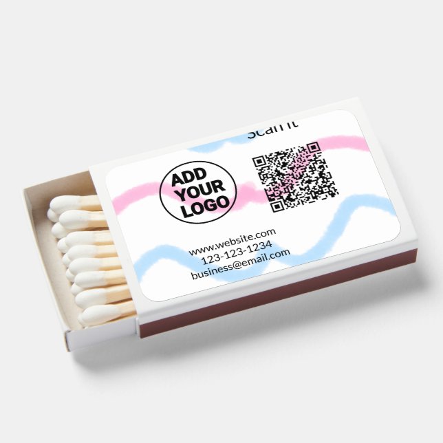 Simple minimal q r code add logo scan code name we matchboxes (Front Open)