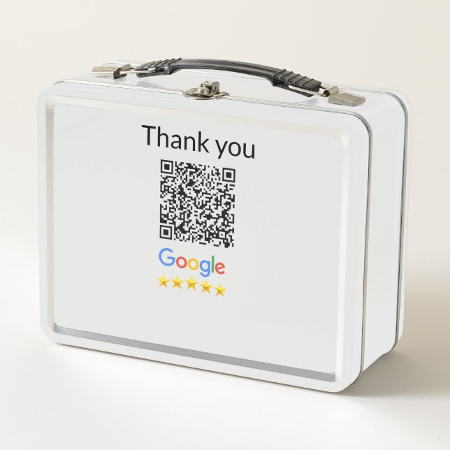 Simple minimal q r code add logo scan code name we metal lunch box (Front)