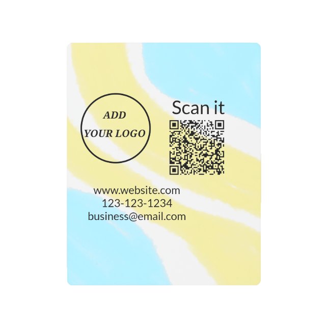 Simple minimal q r code add logo scan code name we metal print (Front)