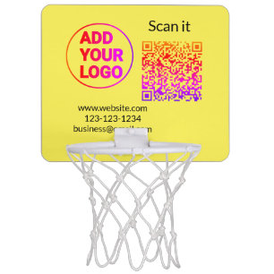 Simple minimal q r code add logo scan code name we mini basketball hoop