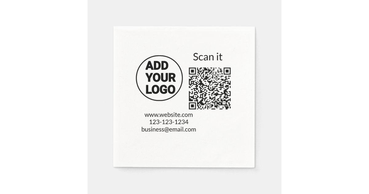 Simple minimal q r code add logo scan code name we napkins | Zazzle