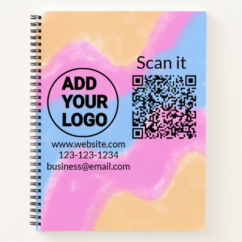 Simple minimal q r code add logo scan code name we notebook