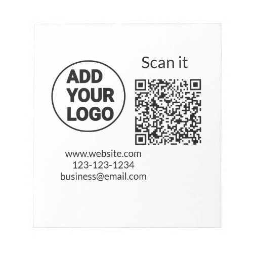 Simple minimal q r code add logo scan code name we notepad