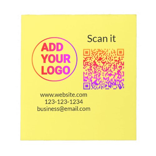 Simple minimal q r code add logo scan code name we notepad